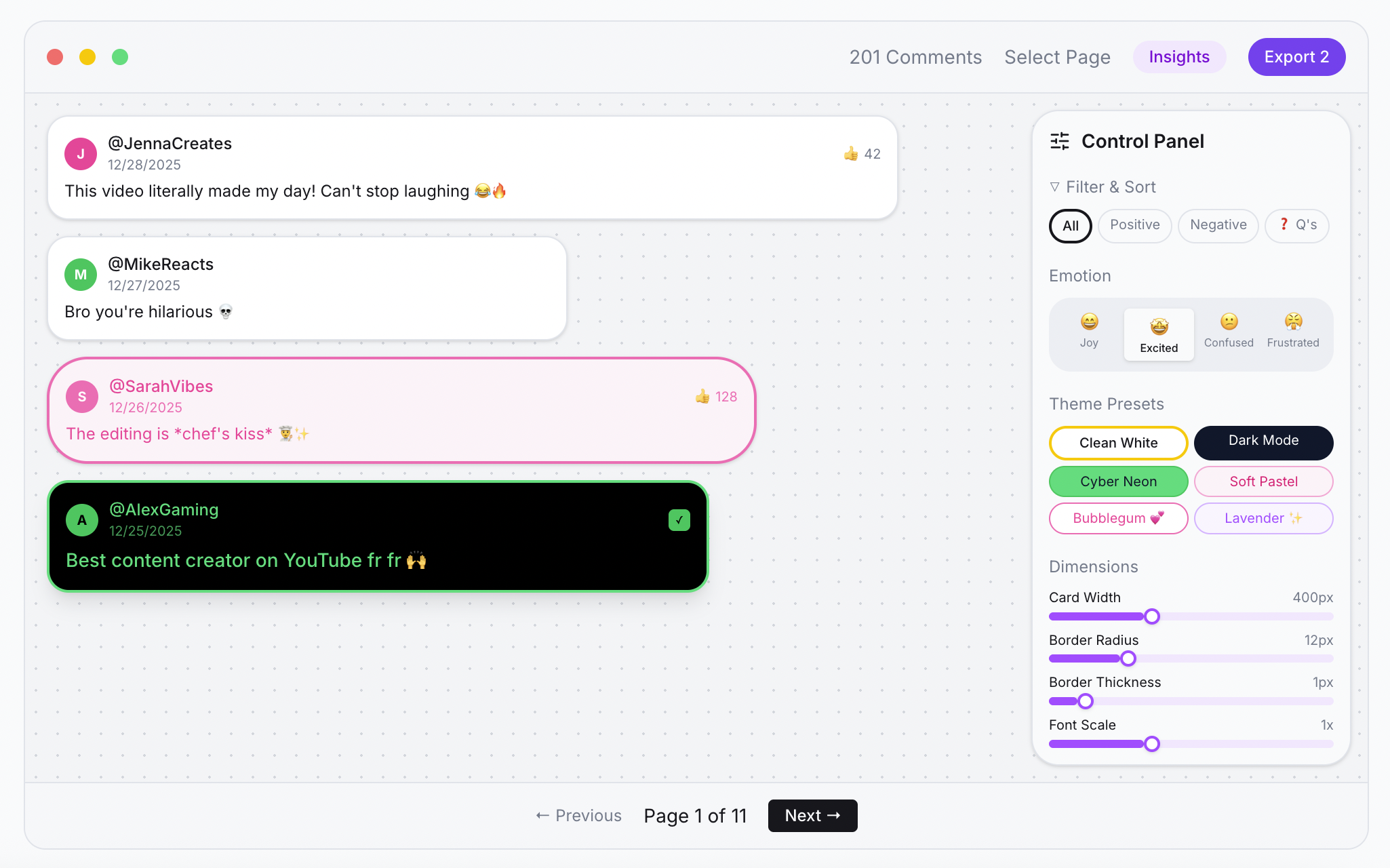 CommentCanvas Studio - Turn YouTube Comments into Beautiful Snapshots
